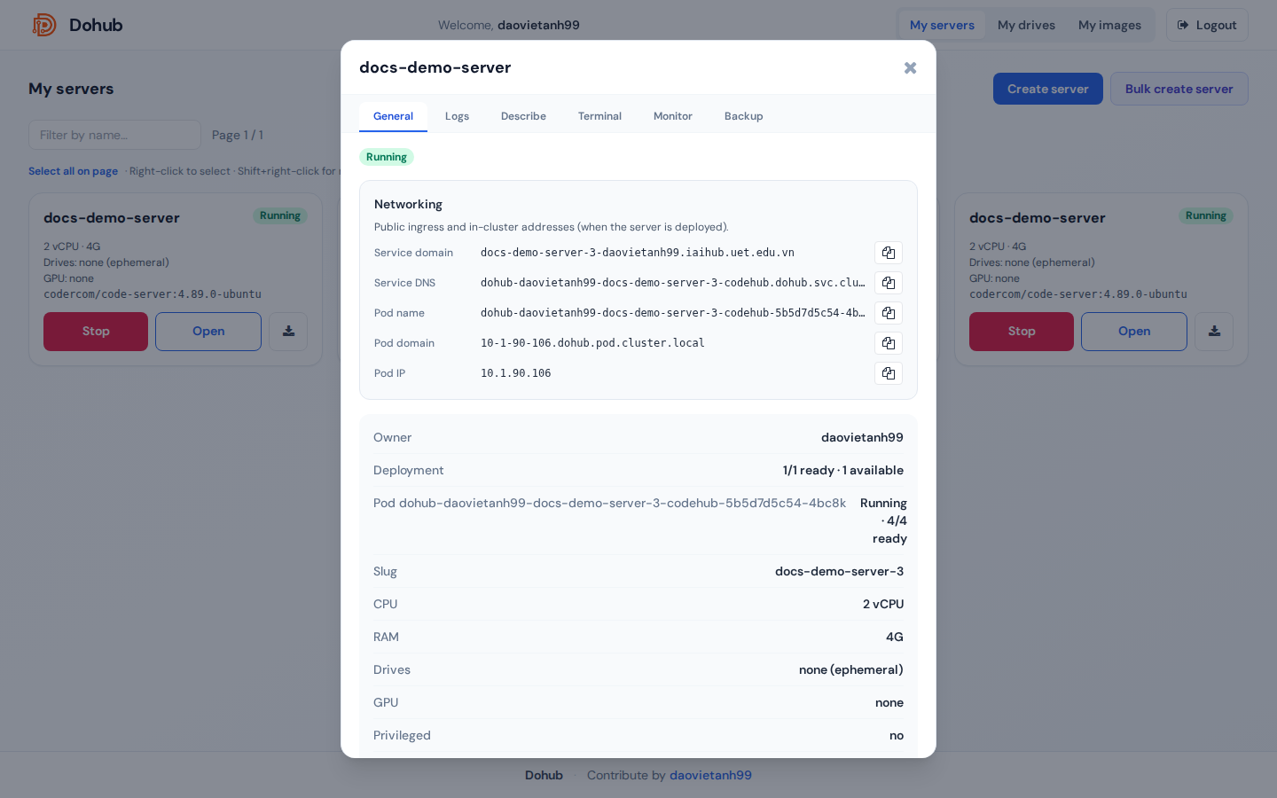 Expose port UI